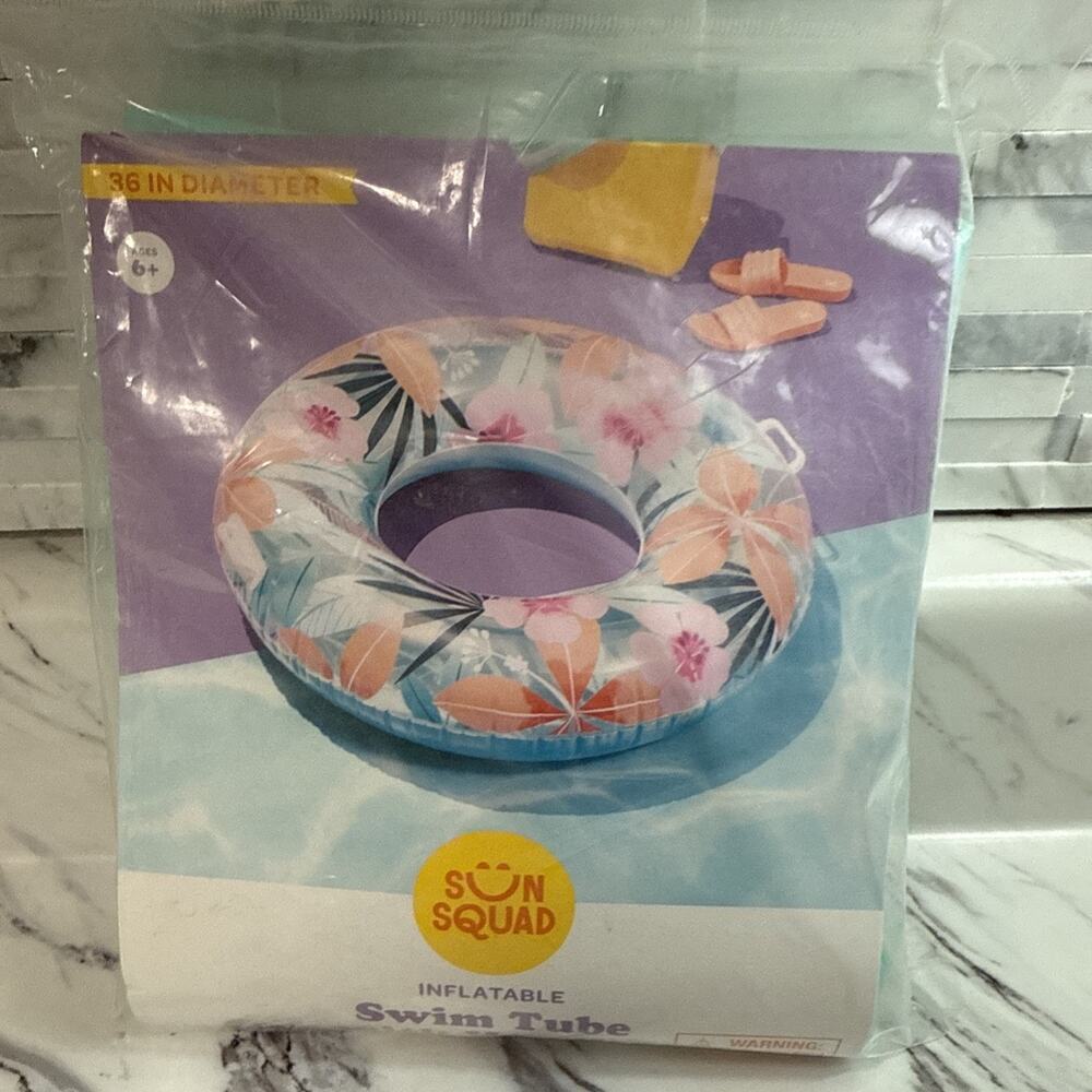 Sun Squad Inflatable Swim‎ Tube with Handles 36” Diameter New Summer Pool Relax
